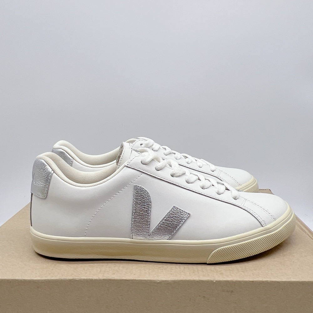 Veja Esplar Women's Fashion Sneakers White Silver Leather Lace Up EU 39 US 8 - Picture 5 of 12